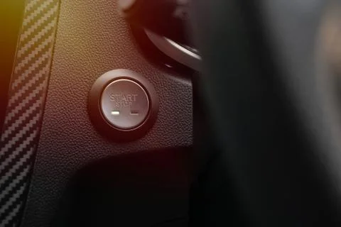 Engine start and stop button Stock Photos