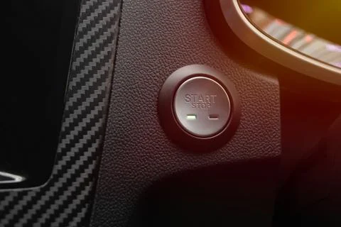 Engine start and stop button Stock Photos