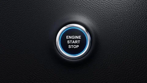 Engine Start and stop modern car button with blue shine 스톡 일러스트