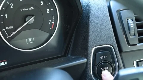 Engine start button car Stock Footage 79318308