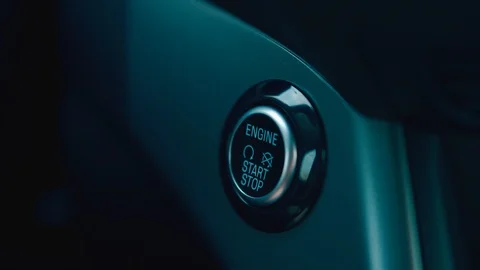 Engine start button in car Stock Footage 124485999
