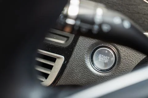Engine start button close-up vehicle interior automotive detail modern envi.. 写真素材