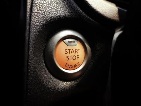 Engine start button switch. Stock Photos