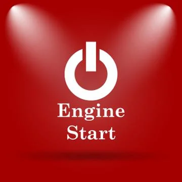 Engine start icon. Flat icon on red background.. Stock Illustration