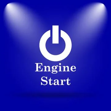 Engine start icon. Flat icon on blue background.. Stock Illustration