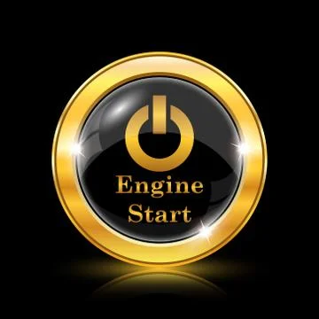 Engine start icon. Internet button on black background. EPS10 vector. Stock Illustration
