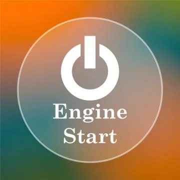 Engine start icon. Internet button on colored  background.. Stock Illustration