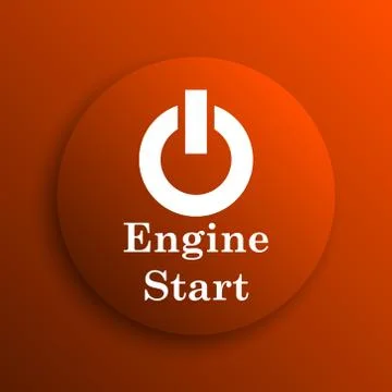 Engine start icon. Internet button on orange background. Stock Illustration