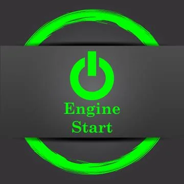 Engine start icon. Internet button with green on grey background.. Stock Illustration