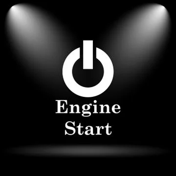 Engine start icon. Internet button on black background.. Stock Illustration