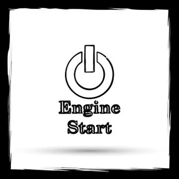 Engine start icon. Internet button on white background. Outline design imitat Stock Illustration