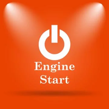 Engine start icon. Internet button on orange background.. Illustrazione stock