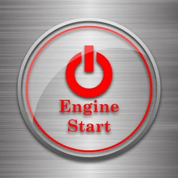 Engine start icon. Internet button on metallic background.. Illustrazione stock