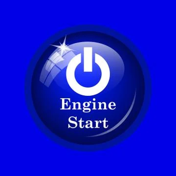 Engine start icon. Internet button on blue background. . Illustrazione stock