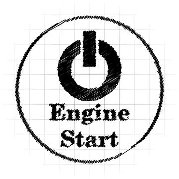Engine start icon. Internet button on white background.. Illustrazione stock