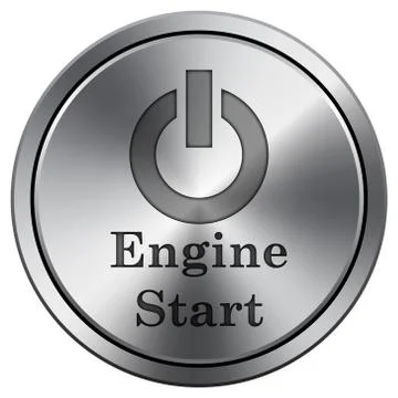 Engine start icon. Internet button on white background. Metallic round icon.. イラスト素材