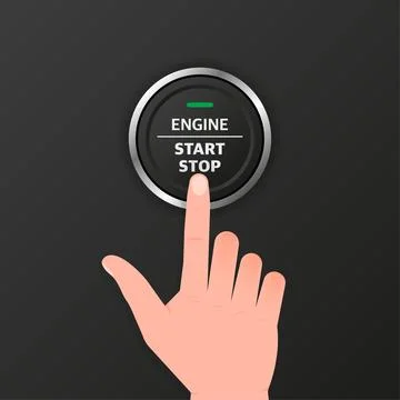 Engine start stop button. Car dashboard element. Stockillustratie