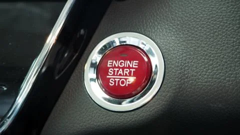 Engine start stop button of car. Foto stock