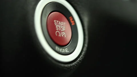 Engine Start Stop Button Inside Performance Vehicle. Stock Footage 154780278
