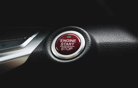 Engine start / stop button. Stock Photos