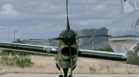 Engine starting on a turboprop plane Stock Footage 62711197