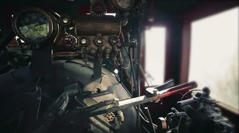 Engine of steam train Stock Footage 34336283