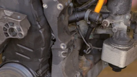 Engine Suspended from Hoist Stock Footage 98296156