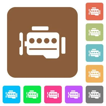 Engine symbol rounded square flat icons Stock Illustration