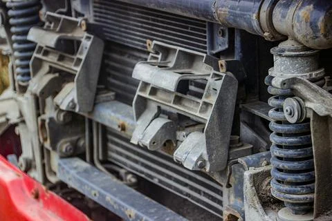 Engine system with hood removed 스톡 사진