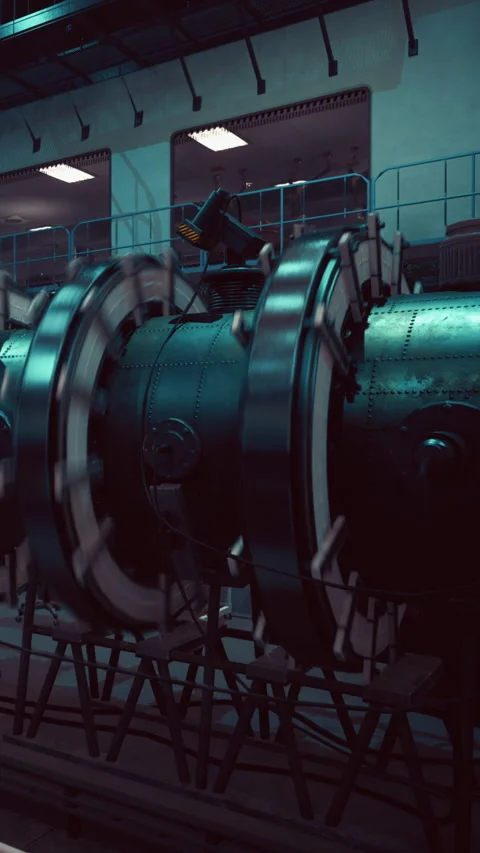 Engine technician works on jet engine in manufacturing facility with tools Stock Footage 337954155