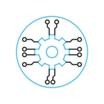 Engine technology line icon, outline symbol, vector illustration, concept sign Illustrazione stock