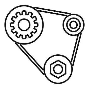 Engine timing belt distributing power between pulleys Ilustração Stock