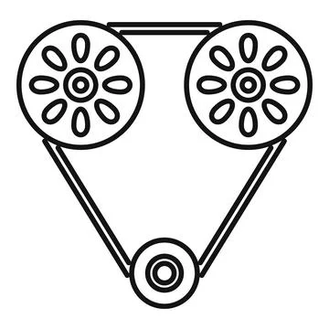 Engine timing belt system with pulleys and camshafts Stock Illustration