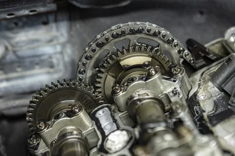 Engine timing chain 库存照片