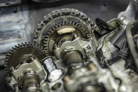 Engine timing chain 库存照片