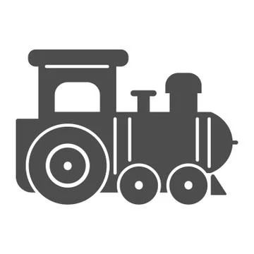 Engine toy solid icon, Kids toys concept, little train sign on white background イラスト素材