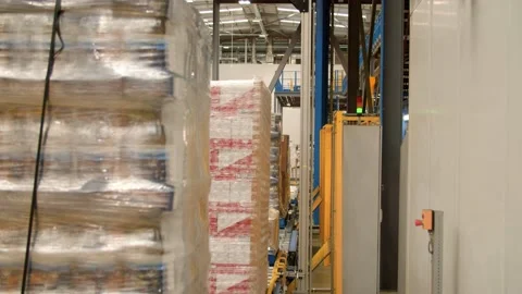 Engine transport Big Packages inside a Warehouse/Factory  Stock Footage 131956221