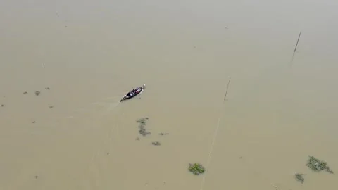 Engine Trawler Boat In Floodwater Video stock 340028097