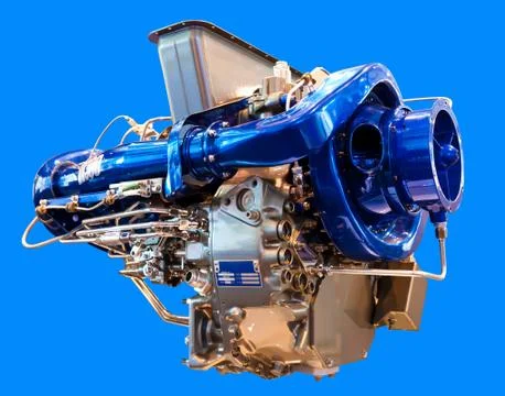 The engine under the blue background 写真素材