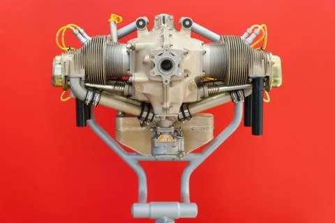 The engine under the red background 写真素材