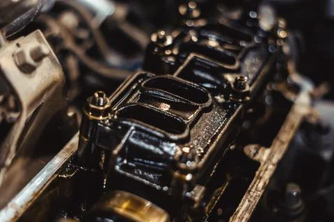 Engine valve in oil Stock Photos
