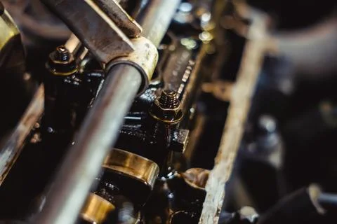 Engine valve in oil Stock Photos