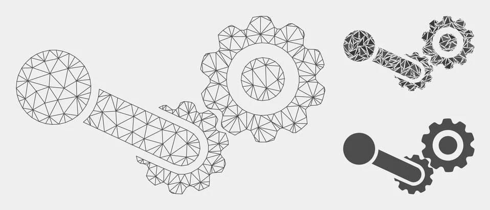 Engine Vector Mesh 2D Model and Triangle Mosaic Icon イラスト素材