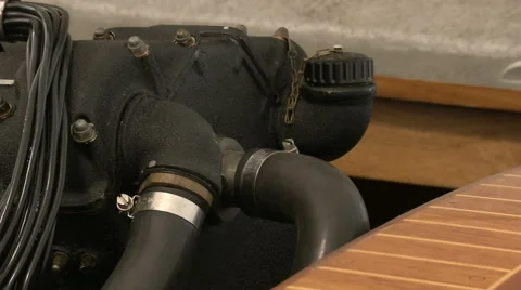 Engine on vintage boat Stock Footage 67568888