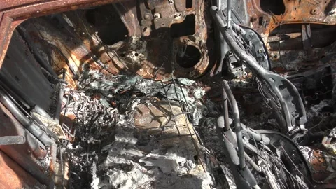 The engine was melted, car burned, Lebanon Hezbollah fired anti-tank missiles Stock Footage 295850330