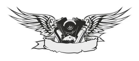 Engine with wings at gray basis Illustrazione stock