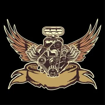 Engine with Wings Stock Illustration