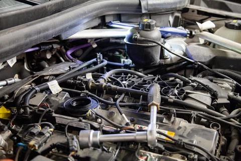 The engine without a cover Stock Photos