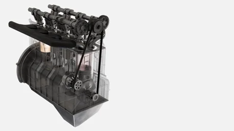 Engine working principles with detailed view of internal components and movement Stock Footage 321007262