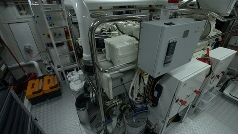 Engine of a yacht. Stock Footage 123696029